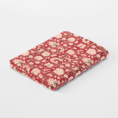 Table Cloth Block Print Oriental Rose - Svenskt Tenn Online - Length 250 cm Width 150 cm, Cotton, Svenskt Tenn