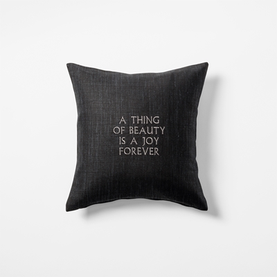 Cushion  A Thing Of Beauty is a Joy Forever - Svenskt Tenn Online - Length 40 cm Width 40 cm, Linen, Black, Svenskt Tenn