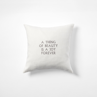 Cushion  A Thing Of Beauty is a Joy Forever - Svenskt Tenn Online - Length 40 cm Width 40 cm, Linen, White, Svenskt Tenn