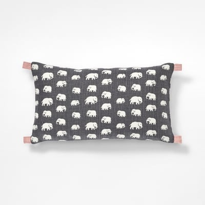 Cushion With Flap - Svenskt Tenn Online - 30x50 cm, Linen, Elefant, Grey, Estrid Ericson/Svenskt Tenn