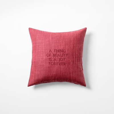Cushion  A Thing Of Beauty is a Joy Forever - Svenskt Tenn Online - Length 40 cm Width 40 cm, Linen, Dark Pink, Svenskt Tenn