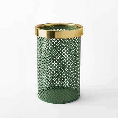 Wastebin/Umbrella Stand Metal - Svenskt Tenn Online - Diameter 25 cm, Height 39 cm, Green, Josef Frank