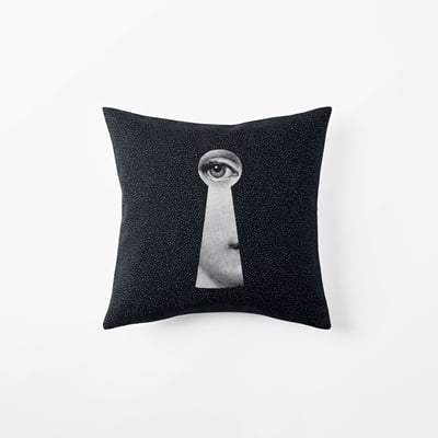 Cushion Fornasetti - Svenskt Tenn Online - Width 40 cm, Length 40 cm, Cotton, Chiave, Black White, Fornasetti