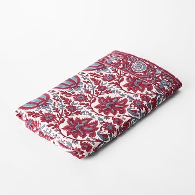 Table Cloth Indian Rose - Svenskt Tenn Online - Length 350 cm Width 150 cm, Cotton, Red Blue, Svenskt Tenn