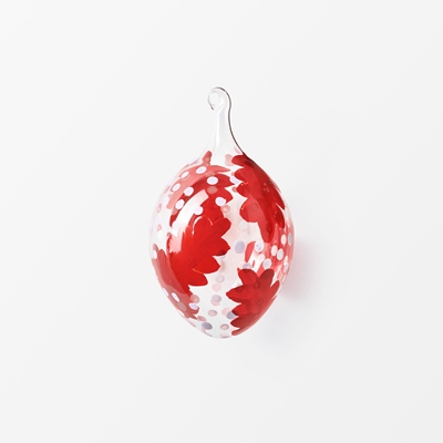 Glass Egg Handpainted - Svenskt Tenn Online - Height 5 cm, Glass, Red Pink, Siri Carlén