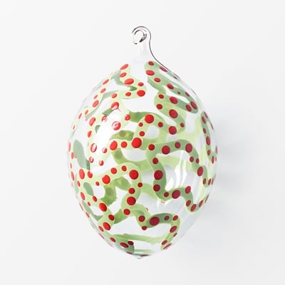 Glass Egg Handpainted - Svenskt Tenn Online - Height 10 cm, Glass, Green Red, Siri Carlén