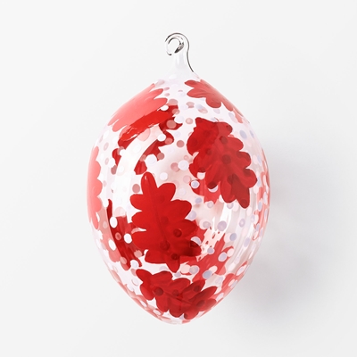 Glass Egg Handpainted - Svenskt Tenn Online - Height 10 cm, Glass, Red Pink, Siri Carlén