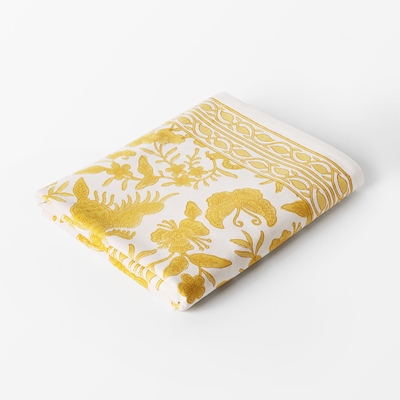 Table Cloth Dragon Bird - Svenskt Tenn Online - Length 350 cm Width 150 cm, Cotton, Yellow, Svenskt Tenn