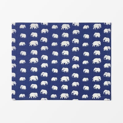 Placemat Textile Elefant - Svenskt Tenn Online - Length 45cm Width 35cm, Linen, Elefant, Blue, Estrid Ericson