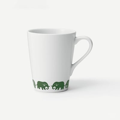 Cup Big Elefant - Svenskt Tenn Online - Height 10 cm, Porcelain, Green, Ingegerd Råman
