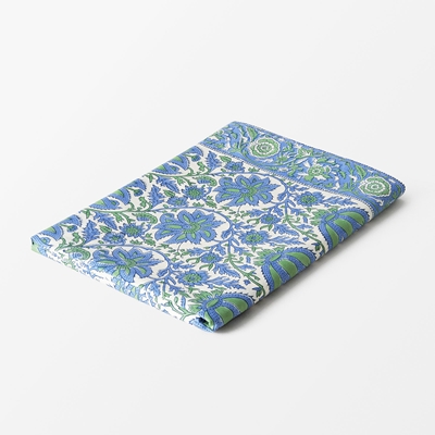 Table Cloth Indian Rose - Svenskt Tenn Online - Length 350 cm Width 150 cm, Cotton, Blue Green, Svenskt Tenn
