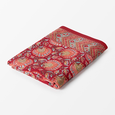 Table Cloth Lotus - Svenskt Tenn Online - Length 350 cm Width 150 cm, Cotton, Red, Svenskt Tenn
