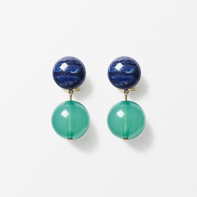 Earrings Milano Sphere - Svenskt Tenn Online - Height 4 cm, Ocean blue Turquoise, Lorena Taddei