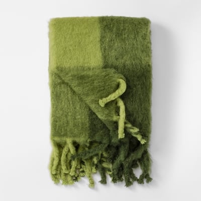 Throw Mohair - Svenskt Tenn Online - Length 180 cm Width 130 cm, Mohair wool, Green, Lena Rewell