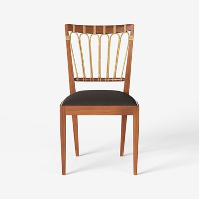 Chair 1165 - Svenskt Tenn Online - Mahogany rattan, Heavy Linen , Dark brown, Josef Frank